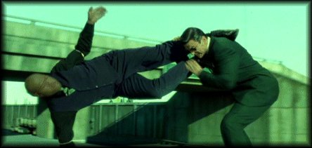 Agent Johnson prepares to open a can of whoop ass on Morpheus